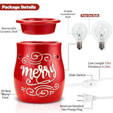 STAR MOON Christmas Wax Melt Warmer, Candle Melter Burner for Scented Wax,Christmas Decoration Scentsy Wax Cubes, Ceramic No Flame No Smoke No Soot