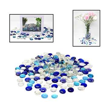 TSY TOOL 3 Lb (300PCS) Flat Glass Marbles Blue, Clear Mixed Color Glass Gems Pebbles Stones Marbles ...