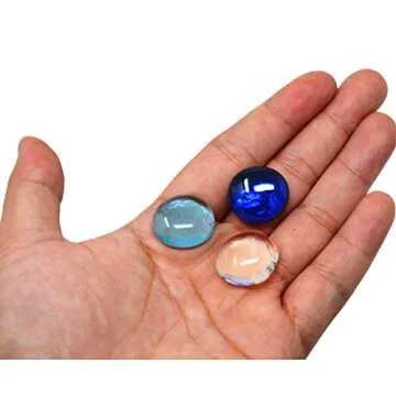 TSY TOOL 3 Lb (300PCS) Flat Glass Marbles Blue, Clear Mixed Color Glass Gems Pebbles Stones Marbles Vase Filler Accents and Crafting Aquarium Decor