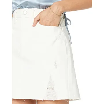 The Drop Women's Distressed Denim Mini Skirt in Natural