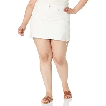 The Drop Women's Distressed Denim Mini Skirt in Natural