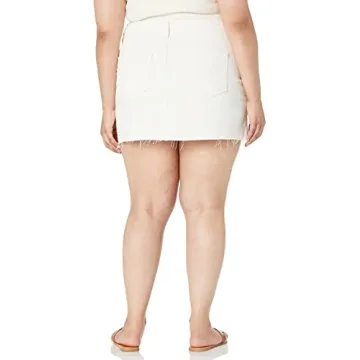 The Drop Women's Distressed Denim Mini Skirt in Natural