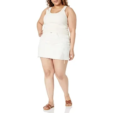 The Drop Women's Distressed Denim Mini Skirt in Natural