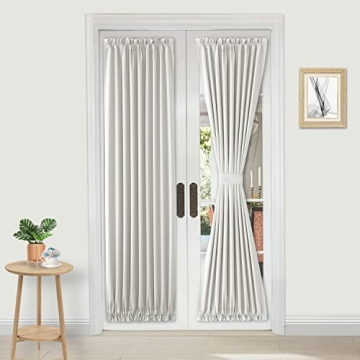 DWCN French Door Curtains – Rod Pocket Thermal Blackout Curtain for Doors with Glass Window, Kitch...