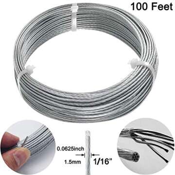 Vinyl Coated Picture Hanging Wire 100ft Heavy Duty for Art