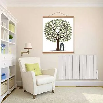 DEESHE Magnetic Poster Hanger Frame, Wooden Holder for Paintings, Artwork, Pictures, Photos, Maps, Portraits, Drawings, Prints and more - Teak 8inch