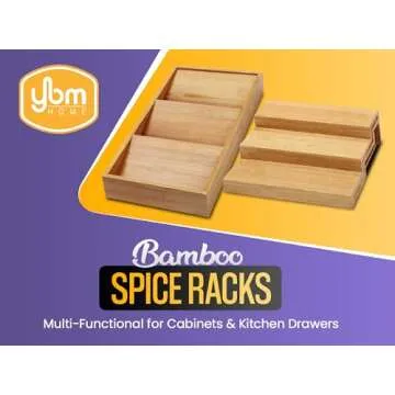 YBM HOME & KITCHEN In-Drawer Bamboo 3 Tier Spice Rack Drawer Tray - Spice Storage / Organization #31...