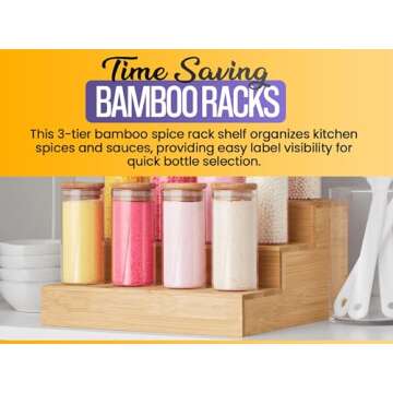YBM HOME Bamboo 3 Tier Spice Rack - Elegant Kitchen Organizer