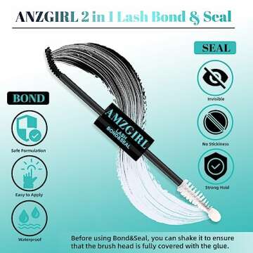 Lash Bond and Seal Eyelash Cluster Glue House of Lash Clusters Mascara Wand Glue 10ml Long Lasting 72 Hours Black Cluster Lash Glue + Lash Seal 2 in 1 Lash Clusters at Home By AMZGlRL(Black)