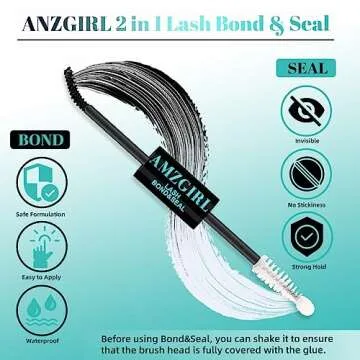 Lash Bond and Seal Eyelash Cluster Glue House of Lash Clusters Mascara Wand Glue 10ml Long Lasting 72 Hours Black Cluster Lash Glue + Lash Seal 2 in 1 Lash Clusters at Home By AMZGlRL(Black)