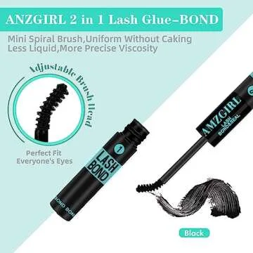 Lash Bond and Seal Eyelash Cluster Glue House of Lash Clusters Mascara Wand Glue 10ml Long Lasting 72 Hours Black Cluster Lash Glue + Lash Seal 2 in 1 Lash Clusters at Home By AMZGlRL(Black)