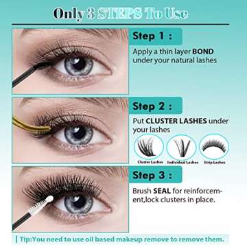 Lash Bond and Seal Eyelash Cluster Glue House of Lash Clusters Mascara Wand Glue 10ml Long Lasting 72 Hours Black Cluster Lash Glue + Lash Seal 2 in 1 Lash Clusters at Home By AMZGlRL(Black)