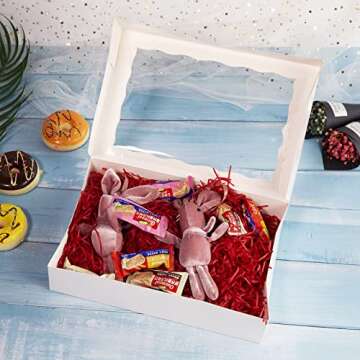 SOROO 15-PACK Pastry Bakery Box 16x11x2.75inch,White Large Donuts,Muffins,Cookies Boxes with PVC Window Auto-Pop up Paper Box Nature Cardboard Take Out Container,Hold 12 Donuts,Pack of 15