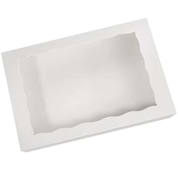 SOROO 15-PACK Pastry Bakery Box 16x11x2.75inch,White Large Donuts,Muffins,Cookies Boxes with PVC Window Auto-Pop up Paper Box Nature Cardboard Take Out Container,Hold 12 Donuts,Pack of 15