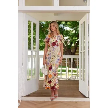 Beautiful 3D Floral Embroidery Maxi Dress for Women