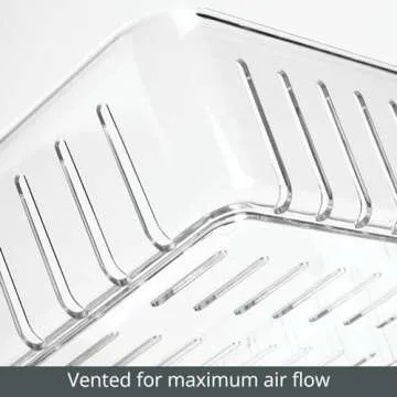 mDesign Plastic Kitchen Refrigerator Produce Storage Organizer Bin with Open Vents for Air Circulation - Food Container for Fruit, Vegetables, Lettuce, Cheese, Fresh Herbs, Snacks - S, 4 Pack - Clear