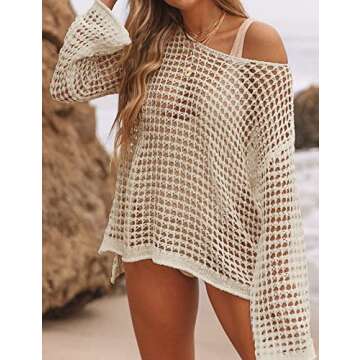Bashafo Women's Bathing Suit Cover Ups Mesh Cover Up for Swimwear Summer Bikini Coverups Trendy Beac...