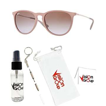 Ray-Ban RB4171 Erika Sunglasses + Vision Group Accessories Bundle (Dark Rubber Sand/Violet Gradient ...