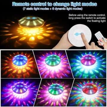 BOXPSII Rechargeable Floating Pool Lights, Pool Lights with 6 Dynamic Lighting, IP68 Waterproof Pool...
