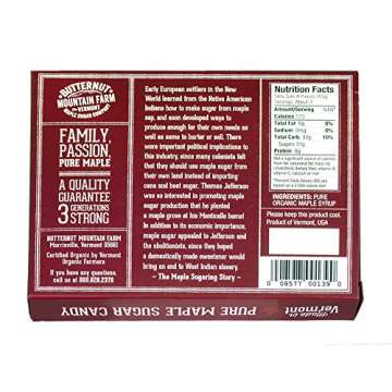 Butternut Mountain Farm 100% Pure Organic Maple Sugar Candy From Vermont, All Natural, 12 Leaf Candi...