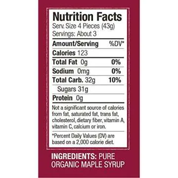 Butternut Mountain Farm 100% Pure Organic Maple Sugar Candy From Vermont, All Natural, 12 Leaf Candies, 4.5 oz Box