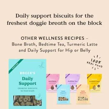 Bocce's Bakery Breath Daily Support Treats for Dogs, Wheat-Free Dog Treats, Made with Real Ingredients, Baked in The USA, Supports Oral Health, All-Natural Apple & Mint Biscuits, 12 oz