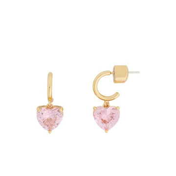Kate Spade New York My Love Heart Huggies - Pink Sparkly Earrings, One Size