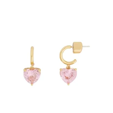 Kate Spade New York My Love Heart Huggies - Pink Sparkly Earrings, One Size