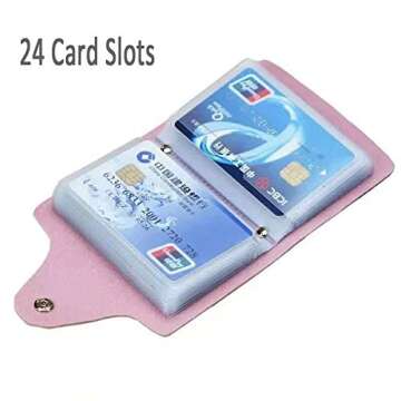 K Y KANGYUN Credit Card Holder for Women 2 Pack, Transparent Plastic Small Credit Card Holder Protector Sleeve Unisex （Pink&Blue）