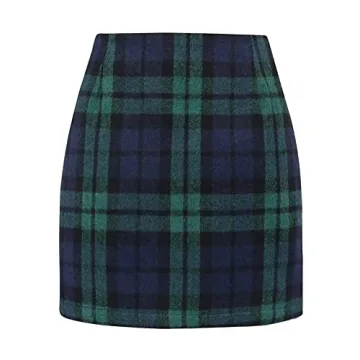 Stylish Women's Green Plaid Mini Skirt for Fall 2023