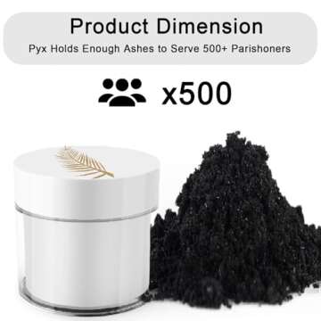 Prefilled Pure Palm Ashes for Ash Wednesday with Acrylic Palm Ash PYX Container, Christian and Catholic Church Supplies, Comes in Packs That Serve 500 People (Palm)