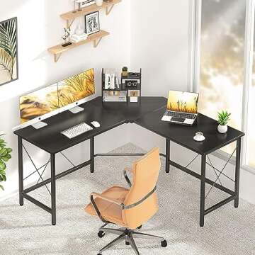 Mr IRONSTONE L Shaped Desk, 59" Computer Gaming Desk, Corner Desk for Home Office, Easy to Assemble ...