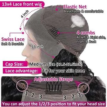 Qangelabeauty 30 Inch Deep Wave Lace Front Wig Human Hair 13x4 Curly Wigs for Black Women Pre Plucked with Natural Baby Hair 180 Density Brazilian Virgin Lace Frontal Wet Wig Human Hair Natural Color