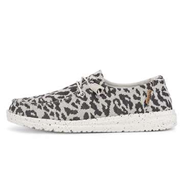 Hey Dude Women's Wendy Woven Cheetah Grey Size 9 | Women’s Shoes | Women’s Lace Up Loafers | Com...