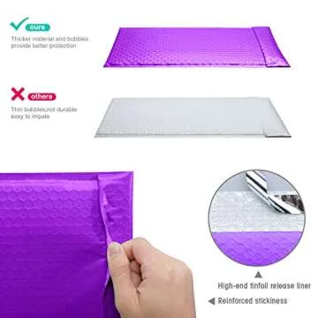 GSSUSA Bubble Mailers 6x10 Inches 50 Pack Usable Size 6x9" Padded Envelopes Small Bubble Mailer Padded Mailers Packaging Mailing Envelope Bags Self Seal Package Mail Packing Business Supplies, Purple