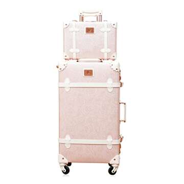 urecity Designer Vintage Trunk Combination Luggage Sets, 20"+12" Stylish Hard Shell Travel Suitcase