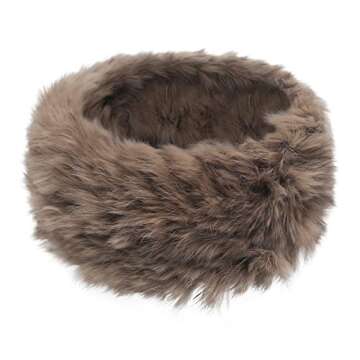 ZLYC Women Rabbit Fur Headband Cold Weather Hair Band Stretchy Winter Earwarmer Earmuffs (Solid Brown)