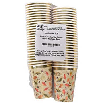 Gift Boutique Thanksgiving Party Cups - Elegant 50 Count