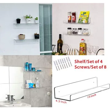 Cq Acrylic Floating Shelves - Clear Wall Storage for Decor
