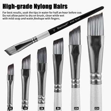 Angular Paint Brushes Set, 6 Pcs Angled Paintbrushes for Acrylic Oil Watercolor Gouache Painting, Premium Nylon Hair Angle Shader Brush for Art Beginners and Artist Professionals
