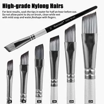 Angular Paint Brushes Set, 6 Pcs Angled Paintbrushes for Acrylic Oil Watercolor Gouache Painting, Premium Nylon Hair Angle Shader Brush for Art Beginners and Artist Professionals