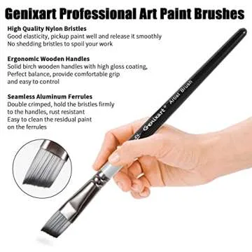 Angular Paint Brushes Set, 6 Pcs Angled Paintbrushes for Acrylic Oil Watercolor Gouache Painting, Premium Nylon Hair Angle Shader Brush for Art Beginners and Artist Professionals