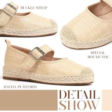 Atsroel Platform Ballet Flats for Women - Stylish Comfort Espadrilles