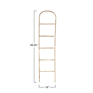 Stylish 60.25" Natural Bamboo Blanket Ladder for Home Decor