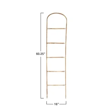 Stylish 60.25" Natural Bamboo Blanket Ladder for Home Decor
