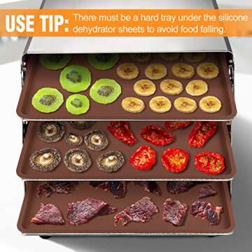 3 Pcs Silicone Dehydrator Sheets with Edge for 14" x 14" Trays, Non-stick Silicone Tray Liner for Excalibur Dehydrator, Reusable Dehydrator Mats Square Dryer Mats for Fruits Meat Vegetables Herbs