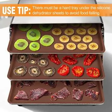 3 Pcs Silicone Dehydrator Sheets with Edge for 14" x 14" Trays, Non-stick Silicone Tray Liner for Excalibur Dehydrator, Reusable Dehydrator Mats Square Dryer Mats for Fruits Meat Vegetables Herbs