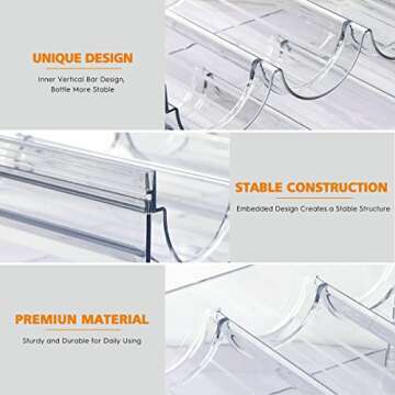 Stackable Plastic Water Bottle Cup Holder - 4 Packs, Holds 16 Containers, Storage Stand for Kitchen Countertop, Cabinet, Office