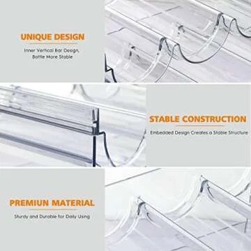 Stackable Plastic Water Bottle Cup Holder - 4 Packs, Holds 16 Containers, Storage Stand for Kitchen Countertop, Cabinet, Office