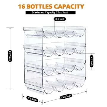Stackable Plastic Water Bottle Cup Holder - 4 Packs, Holds 16 Containers, Storage Stand for Kitchen Countertop, Cabinet, Office